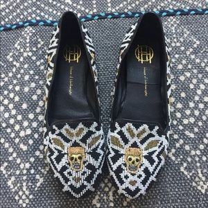 House of Harlow 1960 Zenith Beaded Skull Loafers